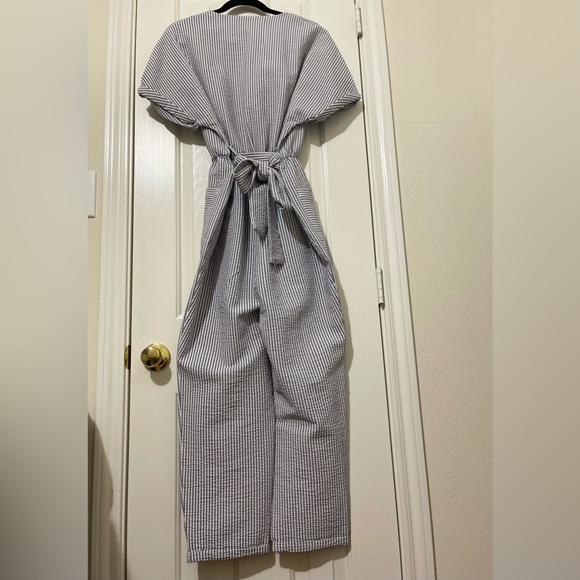 Women Jumpsuit - Zara Brand - Blue & White Stripes - Picture 3 of 7